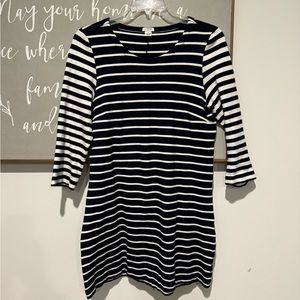 J. CREW Long Sleeve Navy and White Dress